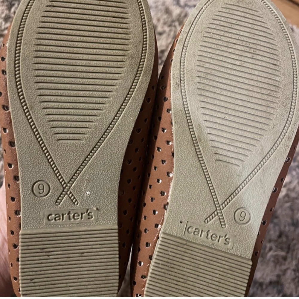 Carter’s Toddler Girl Easton Ballet Flat Shoes Brown Spring Easter Church Summer - Picture 2 of 2
